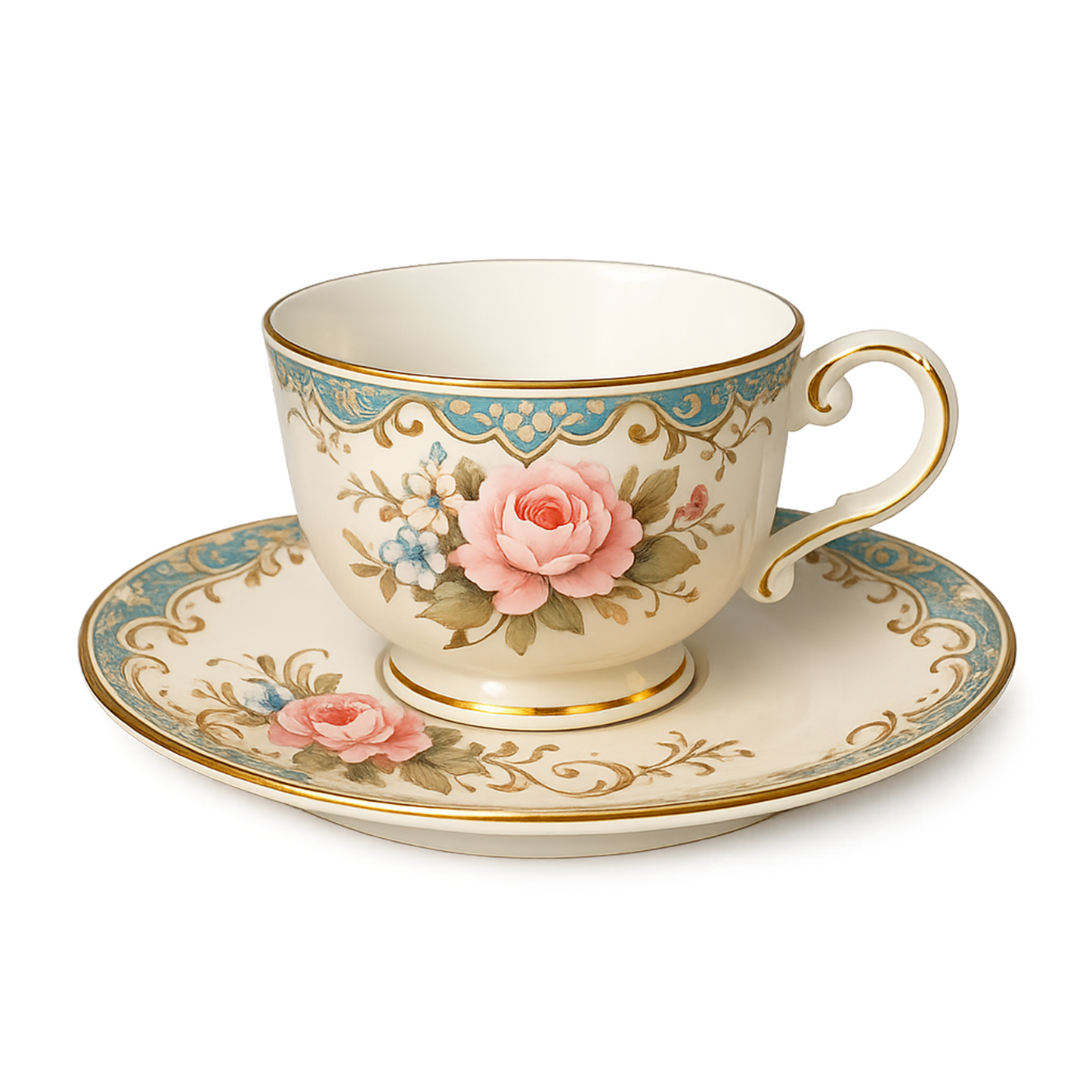 Vintage Rose Teacup & Saucer Set