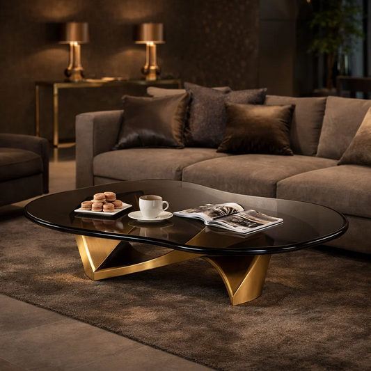 Obsidian Arc Smoked-Glass Coffee Table
