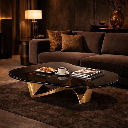 Obsidian Arc Smoked-Glass Coffee Table