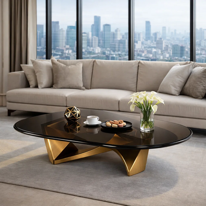 Obsidian Arc Smoked-Glass Coffee Table