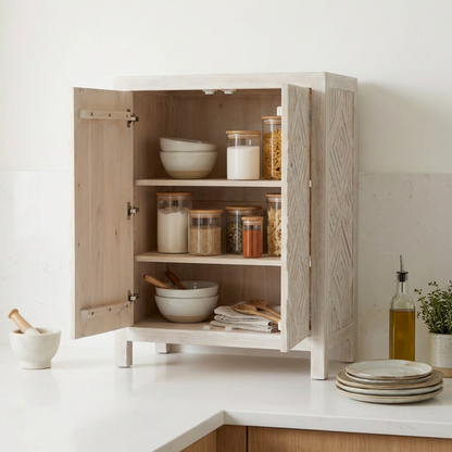 Hearthwood Carved Kitchen Storage Cabinet