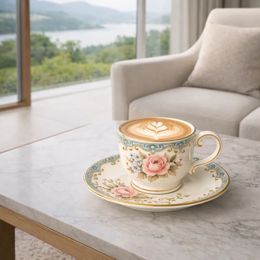 Vintage Rose Teacup & Saucer Set