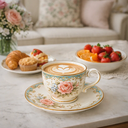 Vintage Rose Teacup & Saucer Set