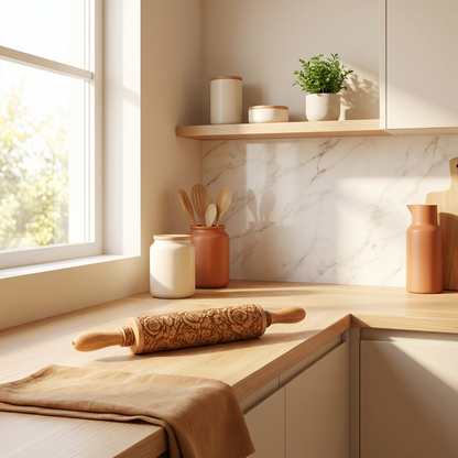 Rosewood Garden Embossed Rolling Pin