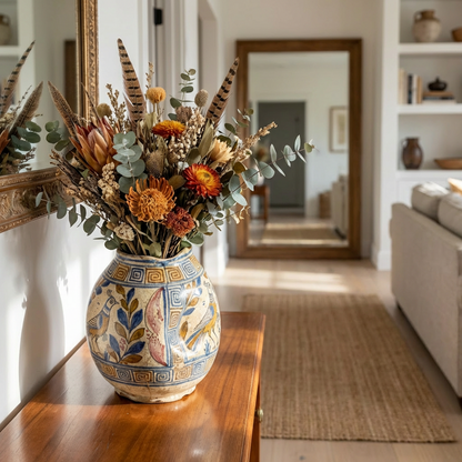 Aegean Bird Motif Crackle-Glaze Vase